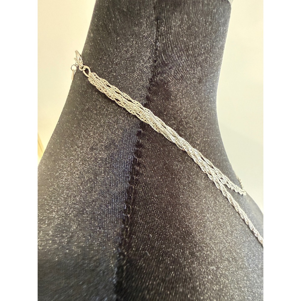 Vintage Silver Tone Multi Strand Rope Chain Lariat Tassel Necklace - Picture 3 of 4